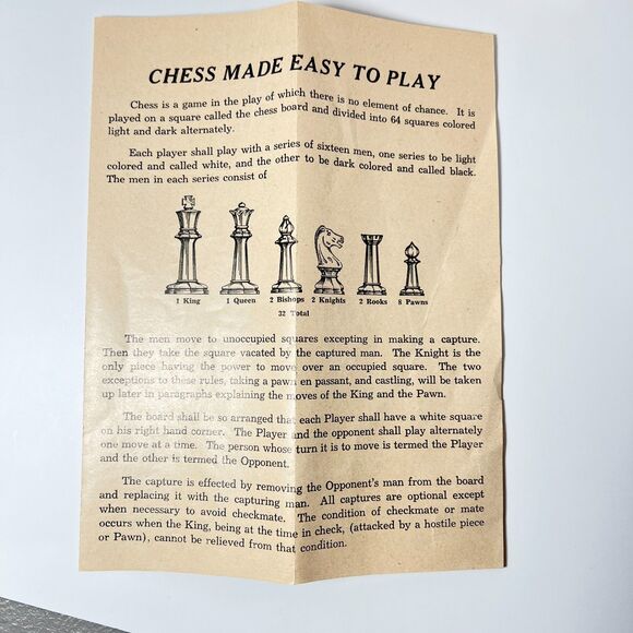 1945 Drueke Staunton Design Chess Set Original Box and Rule Book red white - Picture 6 of 6